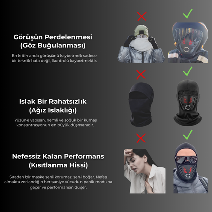 Korvax Gear Nefes Alan Soğuk ve Su Geçirmez Motorcu Balaklava